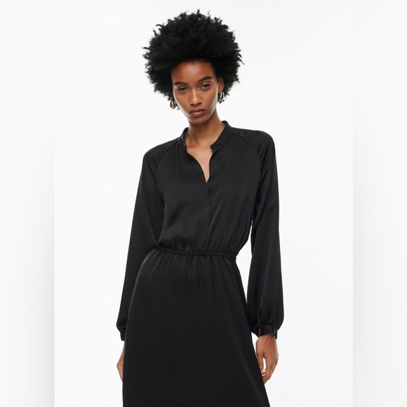 aritzia lexington black satin midi dress - Picture 2 of 5